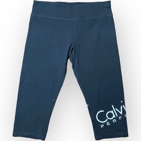 NWOT Calvin Klein 3/4 Length Black White Logo Yoga Exercise Pants Size XL - Picture 3 of 10